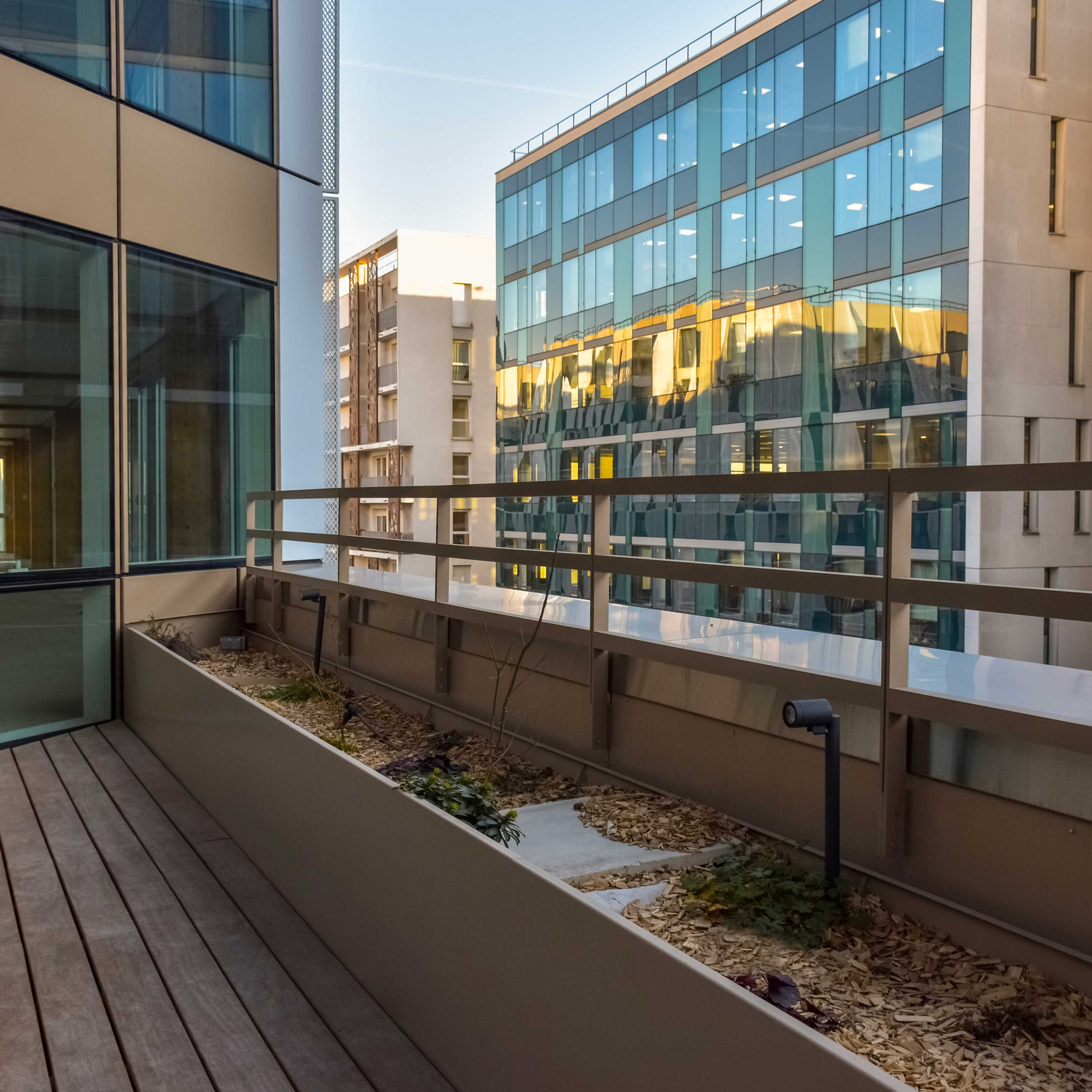 jardinières en métal, acier thermolaqué Licce - projet Origine Nanterre