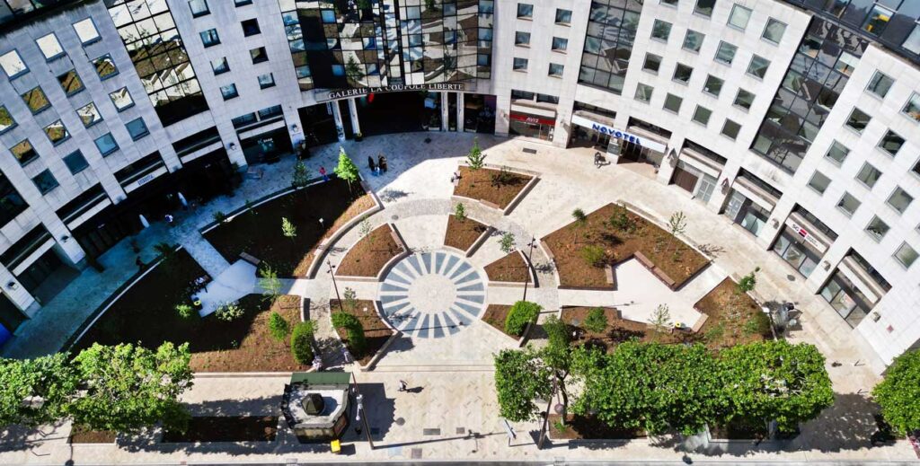 Vue du ciel de la Place des Marseillais à Charenton-le-Pont