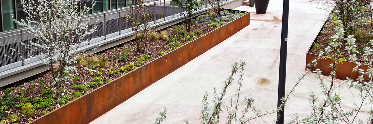 Flexibilité totale Modulys projets variés formes mixtes jardinières corten aménagement résidentiel