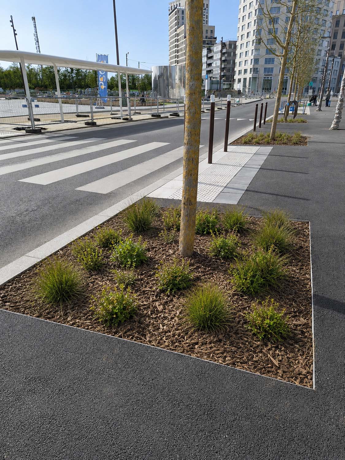 Gare Villejuif – Gustave Roussy - Voliges et entourages d’arbres sur mesure en acier galvanisé - Fabrication Licce